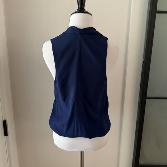 Ramy Brook Blouse Size XS Navy Blue Jilly Tank Top 100% Silk Old Money $275 - Picture 6 of 15